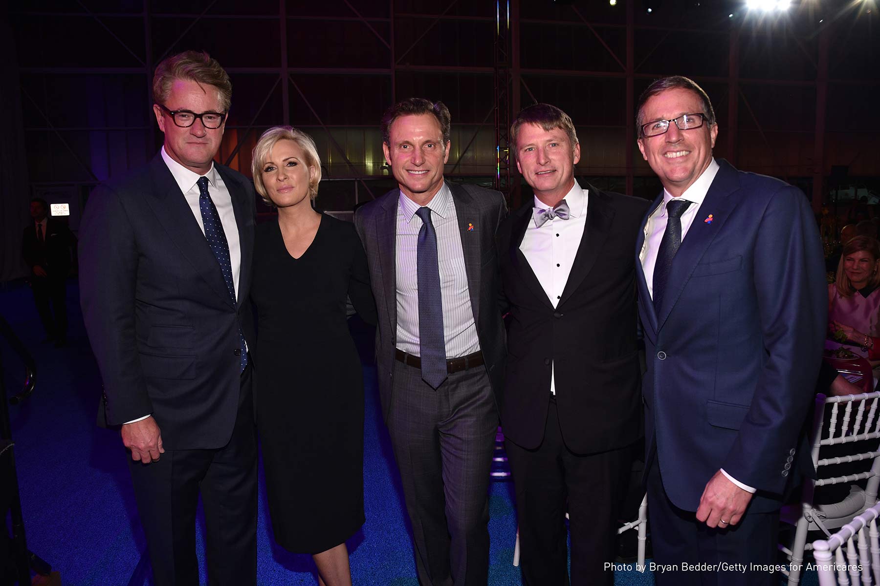 Joe Scarborough, Mika Brzezinski, Tony Goldwyn, Jonathan Bush Jr. and Americares President and CEO Michael J. Nyenhuis at the 2017 Americares Airlift Benefit. 