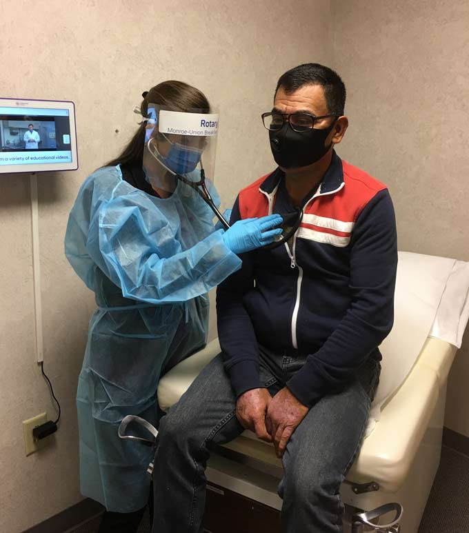 A patient is examined at Community Health Services of Union County in Monroe, N.C. The clinic is one of twenty-five nonprofit organizations that received a $10,000 COVID-19 relief grant from Americares. Photo courtesy of Community Health Services of Union County.