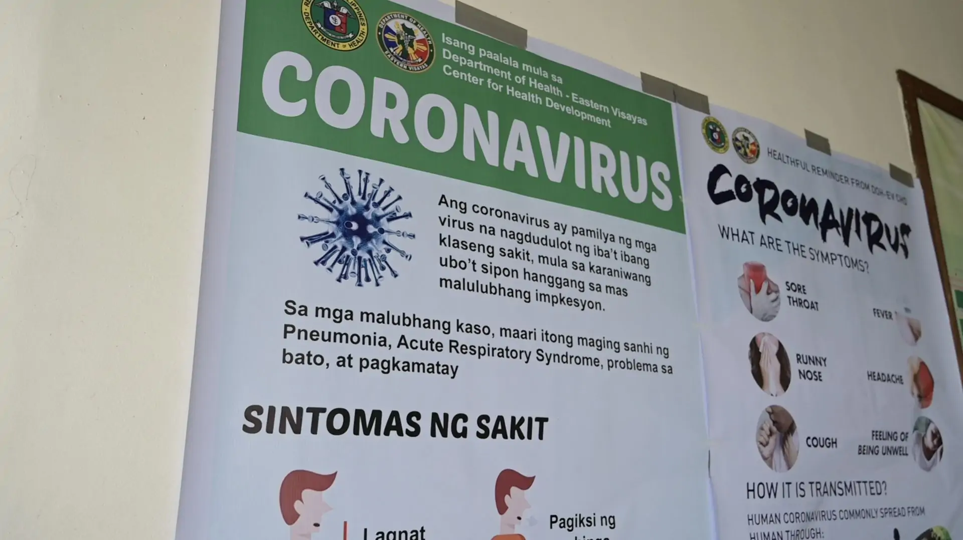 Posters at health facilities provide public information about the coronavirus