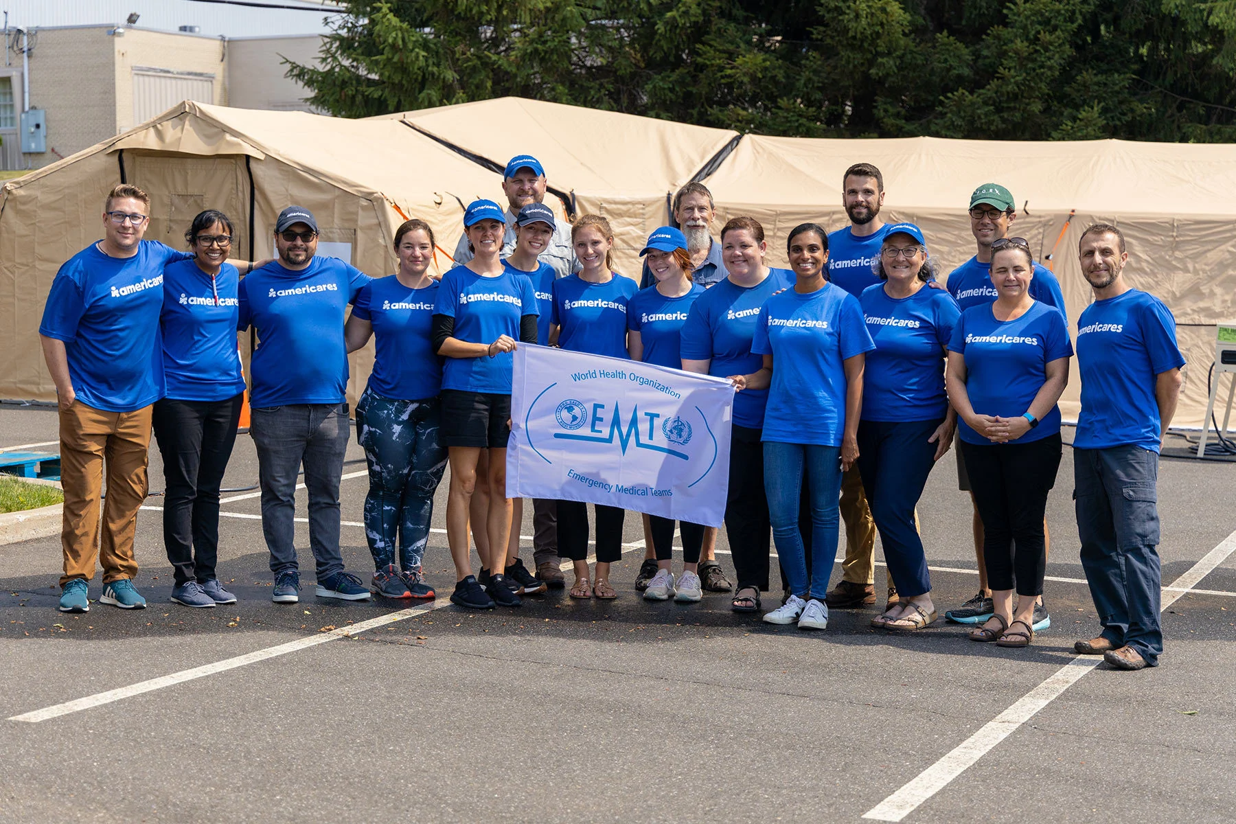 The World Health Organization presented the Americares Emergency Program team with a flag certifying Americares as an Emergency Medical Team Type 1 – Mobile provider following a rigorous two-day evaluation. Photo by Andrea Pane for Americares.