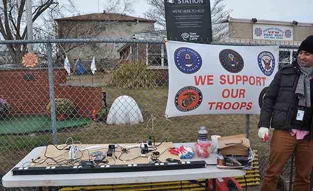 The Veterans of Foreign Wars set up a charging station for Sandy survivors.