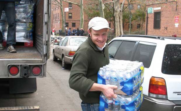 Marty offloads water at Henry Street Settlement in Manhattan.