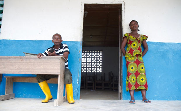 The head of the PTA and a former student outside the school