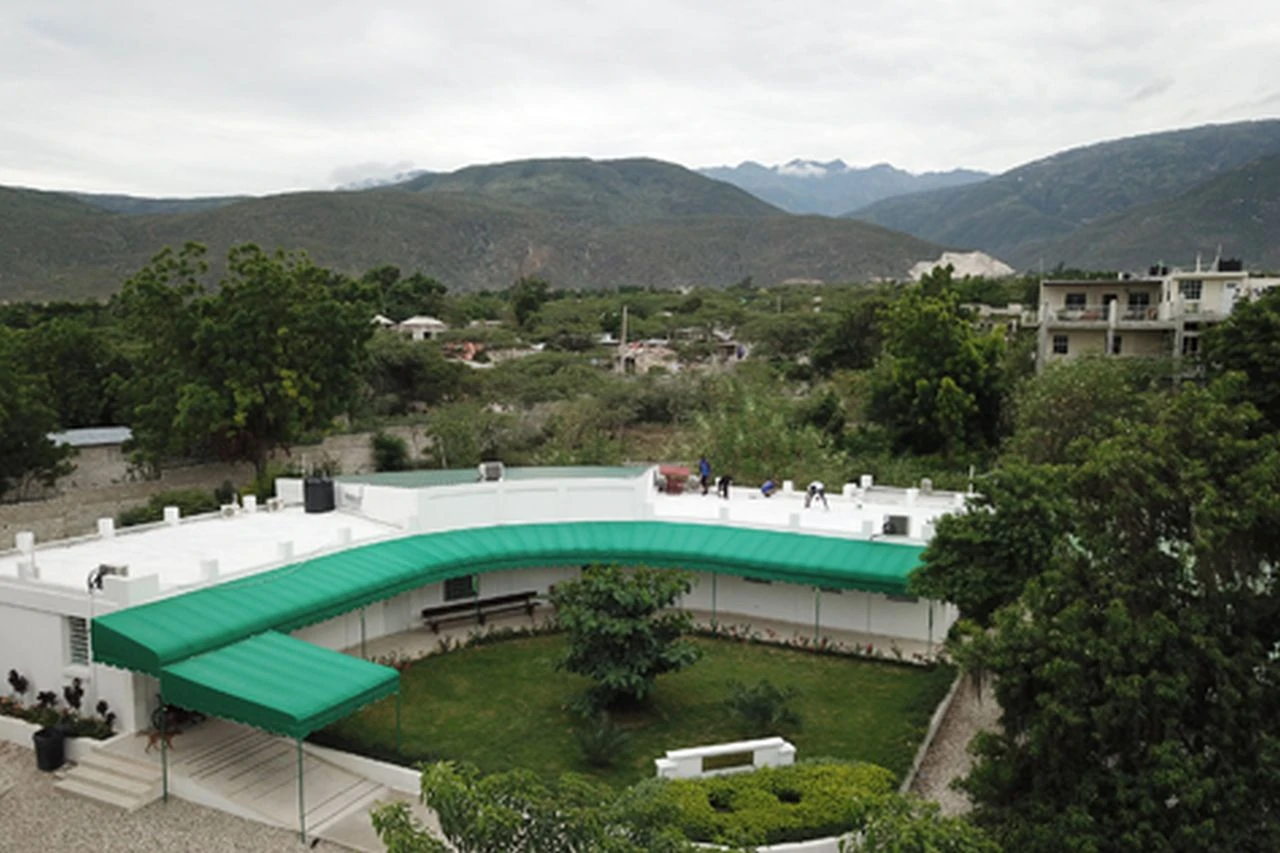 Drone view of Higgins Brothers Surgicenter for Hope in Fonds Parisien, Haiti